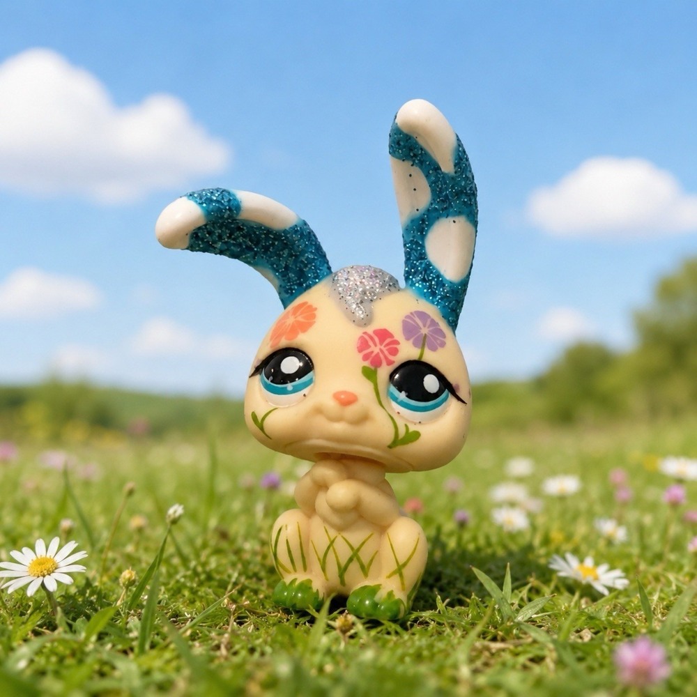 LPS Littlest Pet Shop 2156 Glitter Floral Bunny Rabbit Authentic Hasbro G2 2011